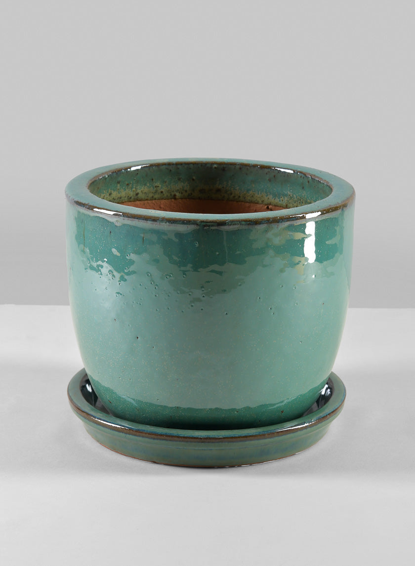 Laos Teal Glazed Planter Decor Jamali Garden 7in Tall EACH