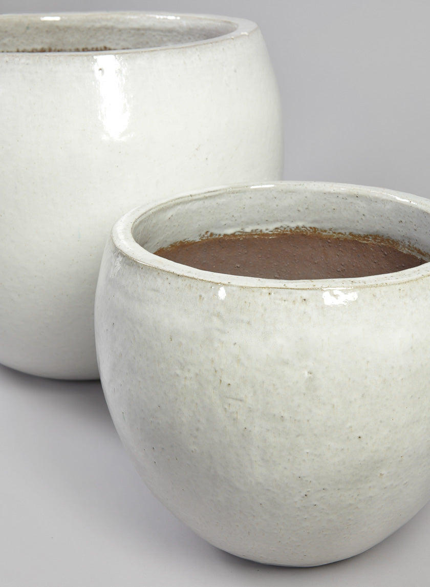Grand Bowl Clay & Ceramic Planter, Cloud White Decor Jamali Garden