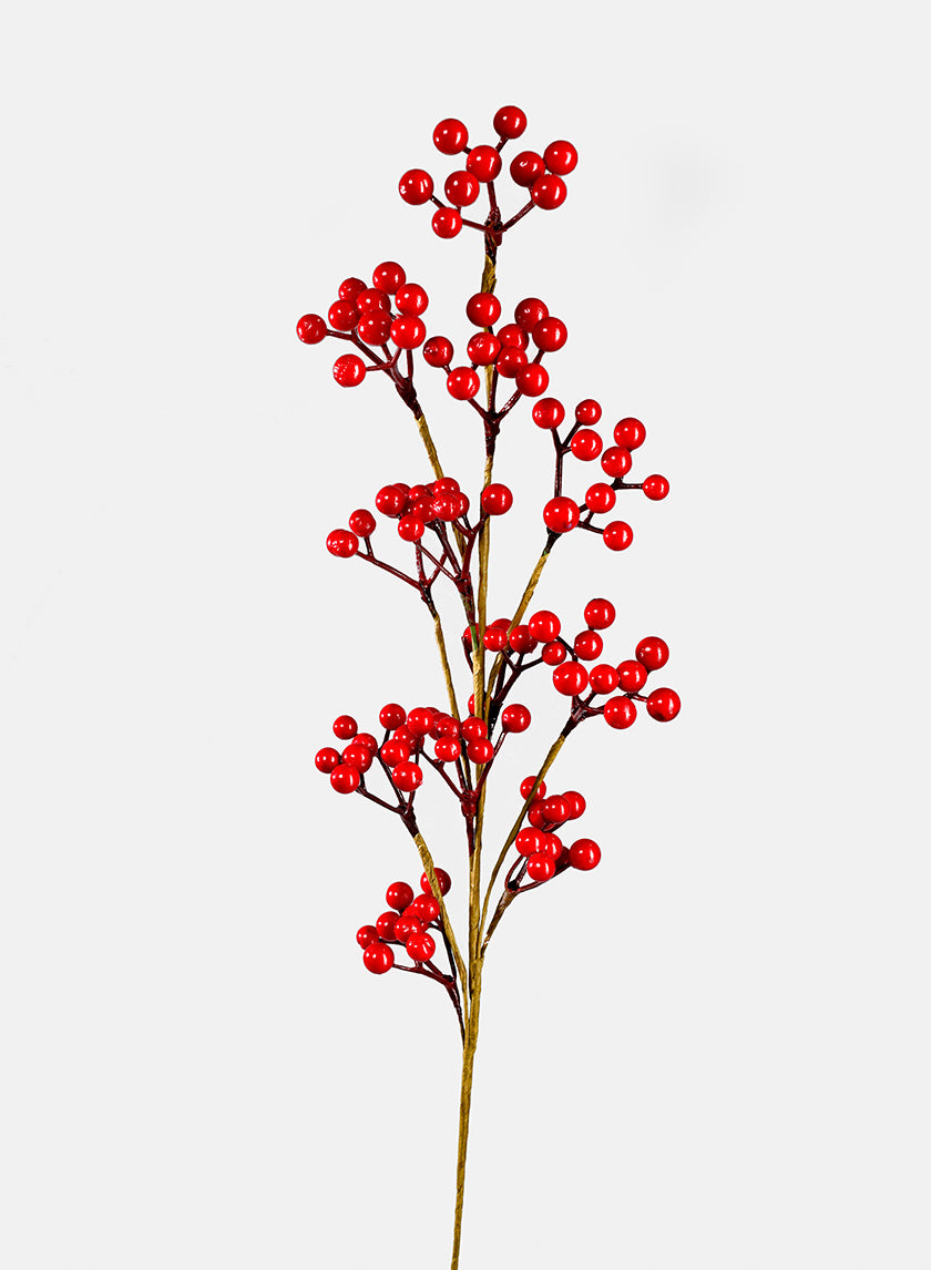 26in Long Shiny Red Berries Pick, Case of 4 Decor Jamali Garden