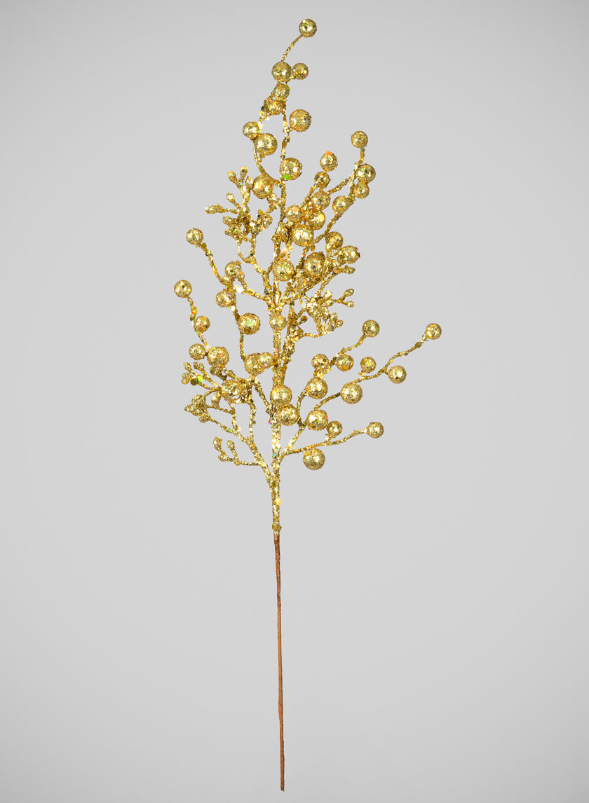 24in Long Gold Glitter Ball Pick Decor Jamali Garden