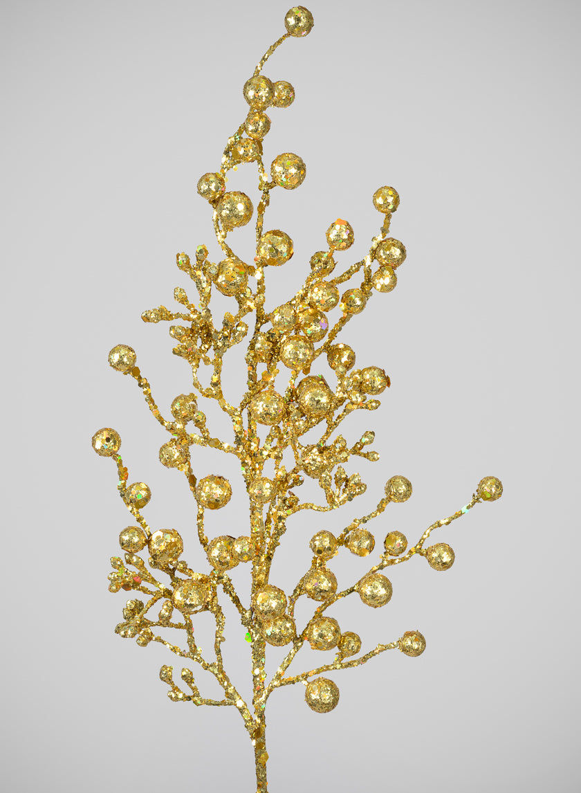 24in Long Gold Glitter Ball Pick Decor Jamali Garden