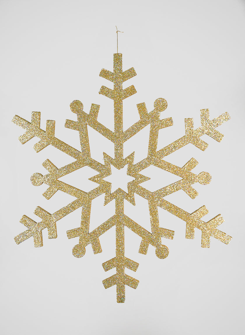 32in Long Giant Gold Glitter Snowflake Ornament Decor Jamali Garden