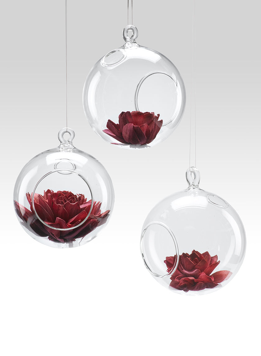 4in Wide Hanging Ball Glass Vase, Set of 3 Decor Jamali Garden