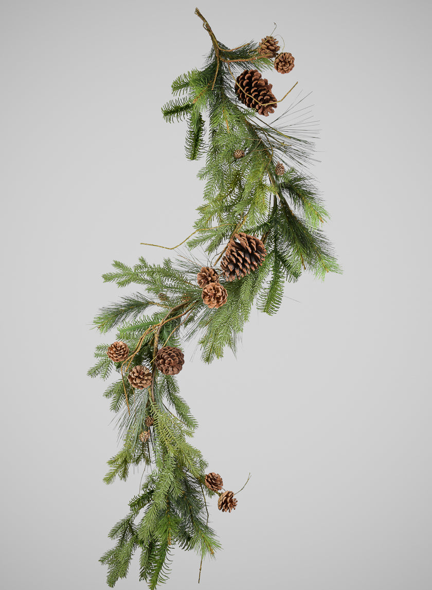 58in Long Festive Pine Garland with Pinecone Assortment, Case of 4 Decor Jamali Garden