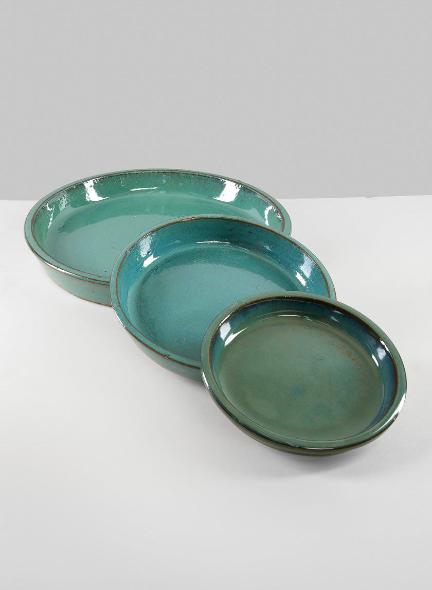 Laos Teal Glazed Clay & Ceramic Saucer Decor Jamali Garden