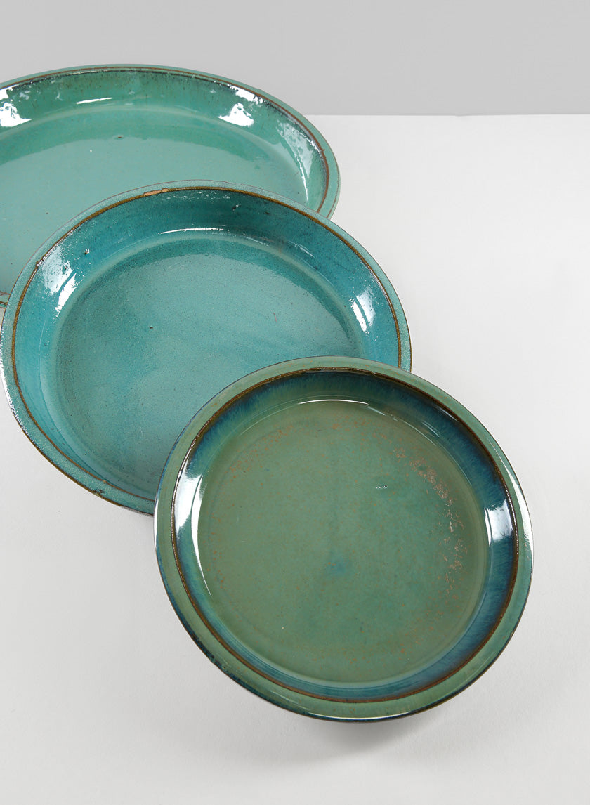 Laos Teal Glazed Clay & Ceramic Saucer Decor Jamali Garden