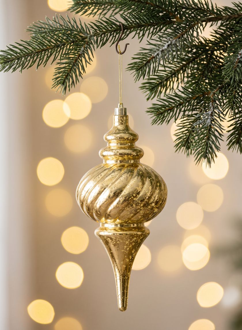 10in Long Plastic "Real Mercury Glass Look" Gold Finial Ornament Decor Jamali Garden