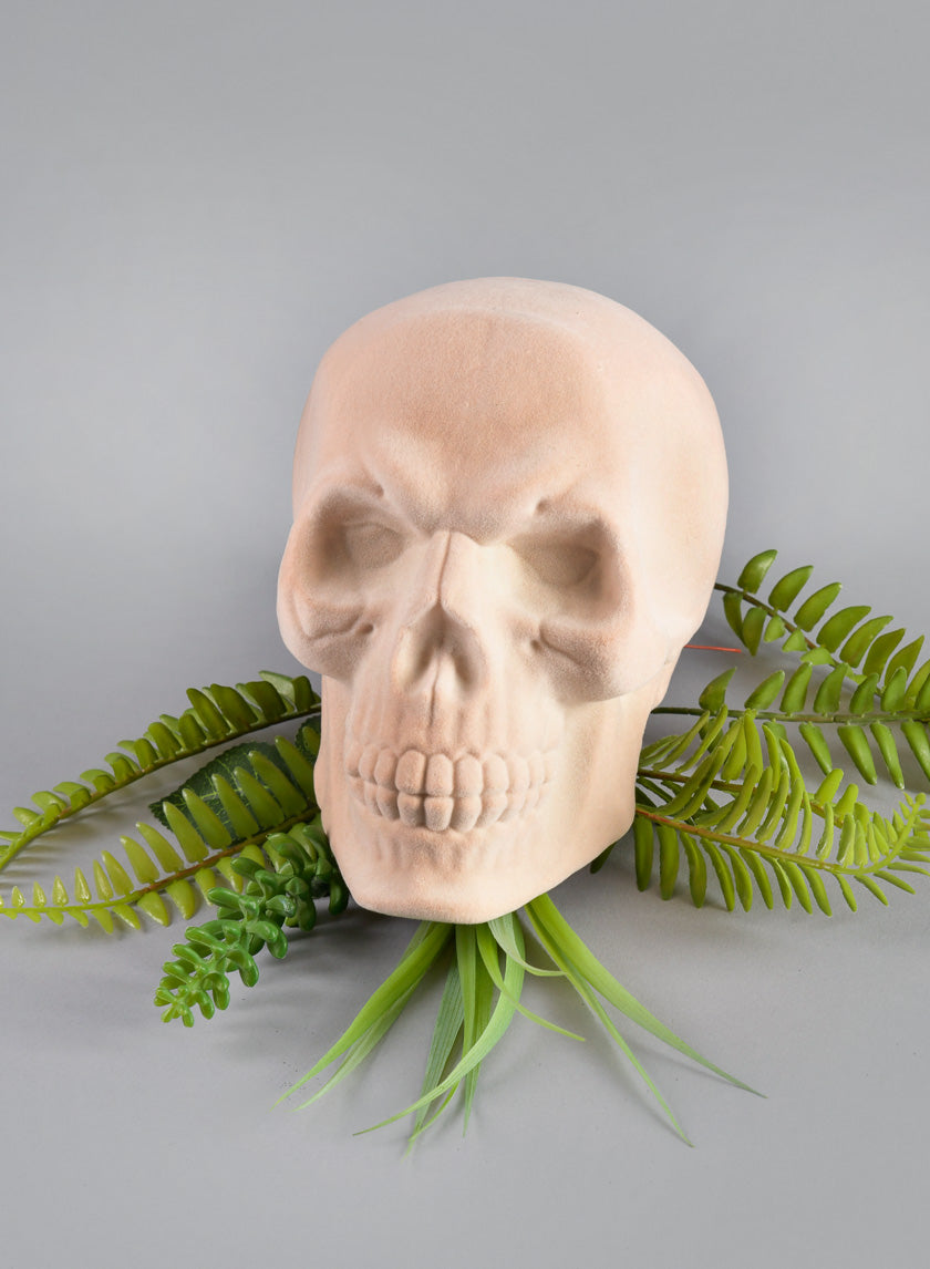 6in Flocked White Skull Decor Jamali Garden