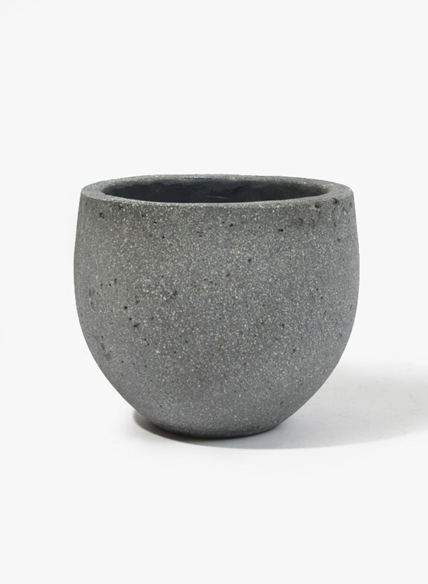 Round Rough Grey Ficonstone Pots Decor Jamali Garden