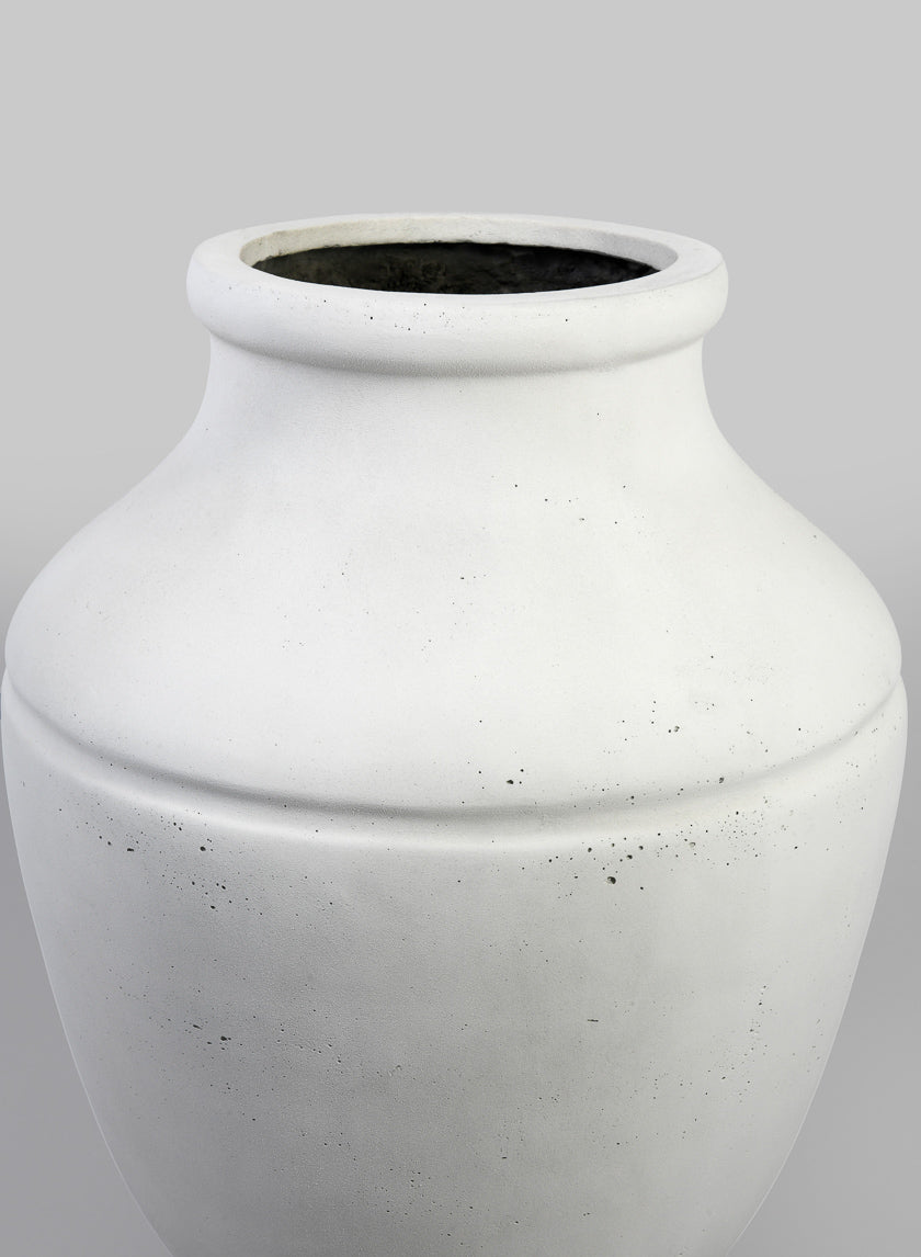 20.5in Tall Borso Lava Concrete Bone White Jar Planter Decor Jamali Garden