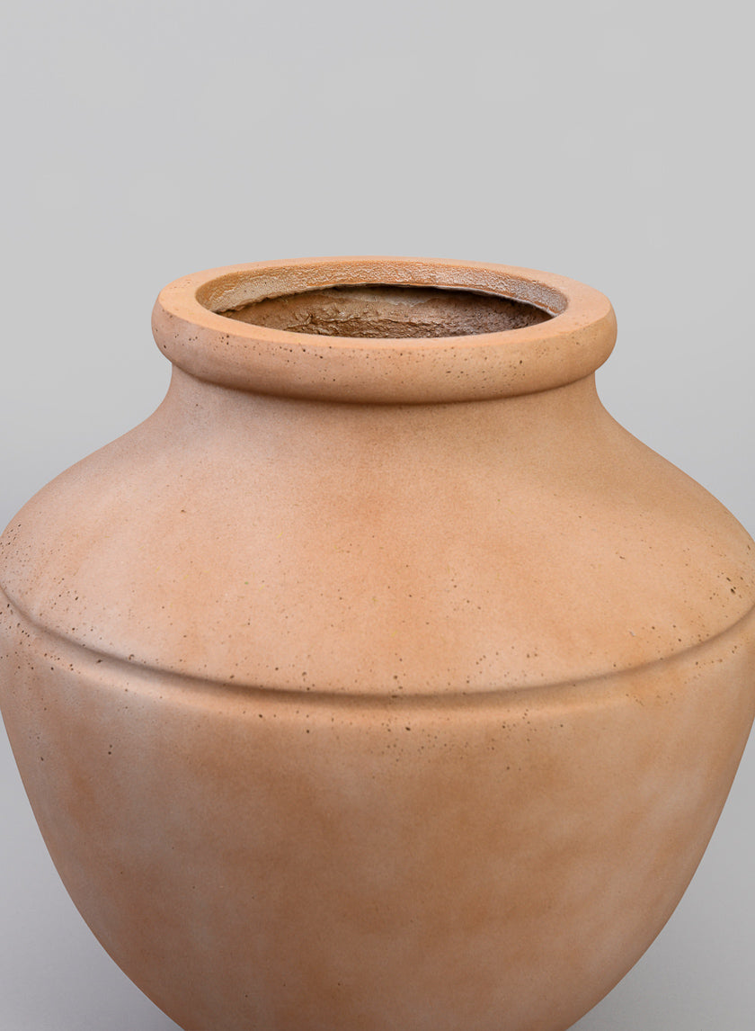 16in Tall Matka Lava Concrete Terracotta Look Low Jar Planter Decor Jamali Garden