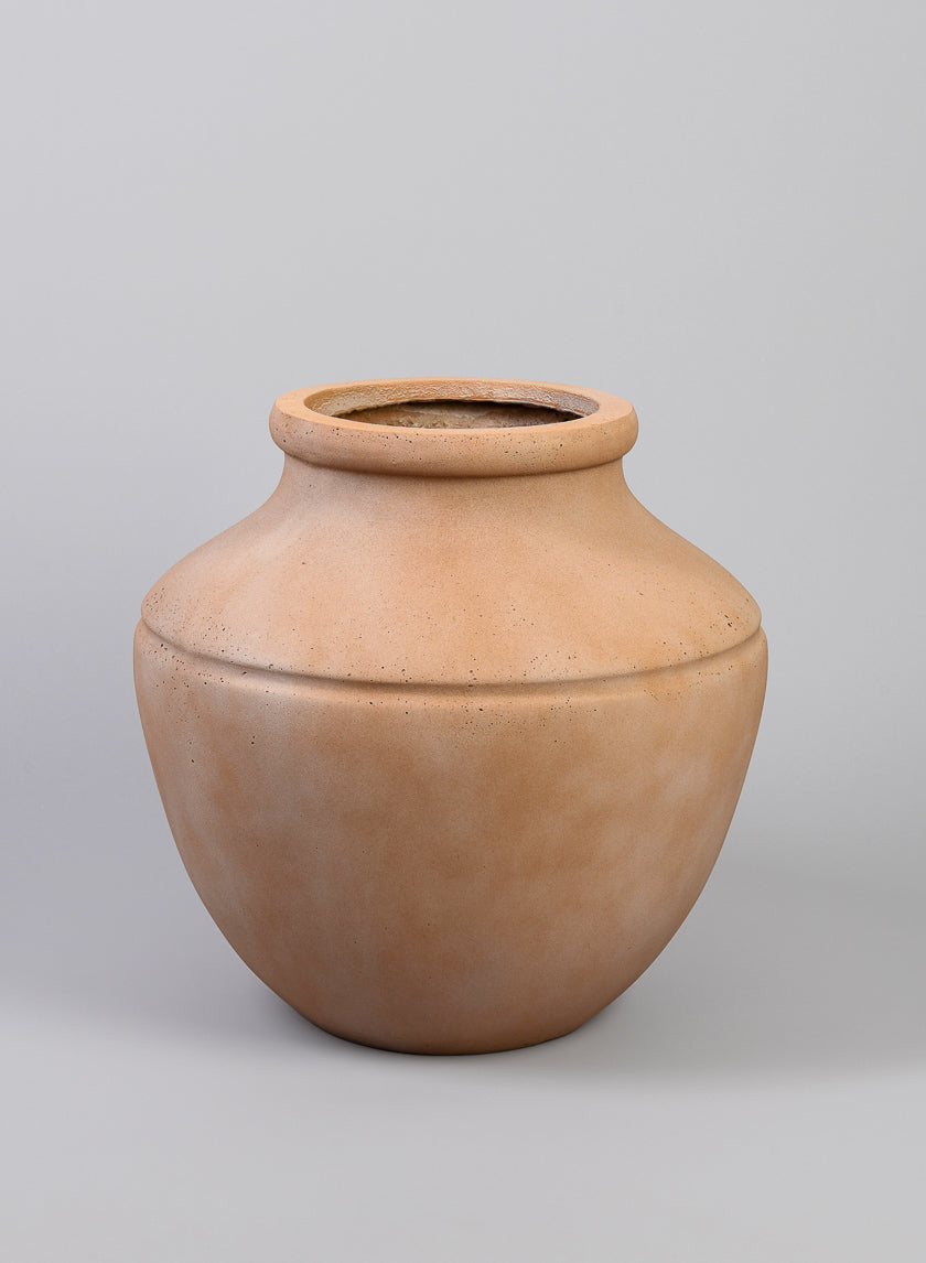 16in Tall Matka Lava Concrete Terracotta Look Low Jar Planter Decor Jamali Garden