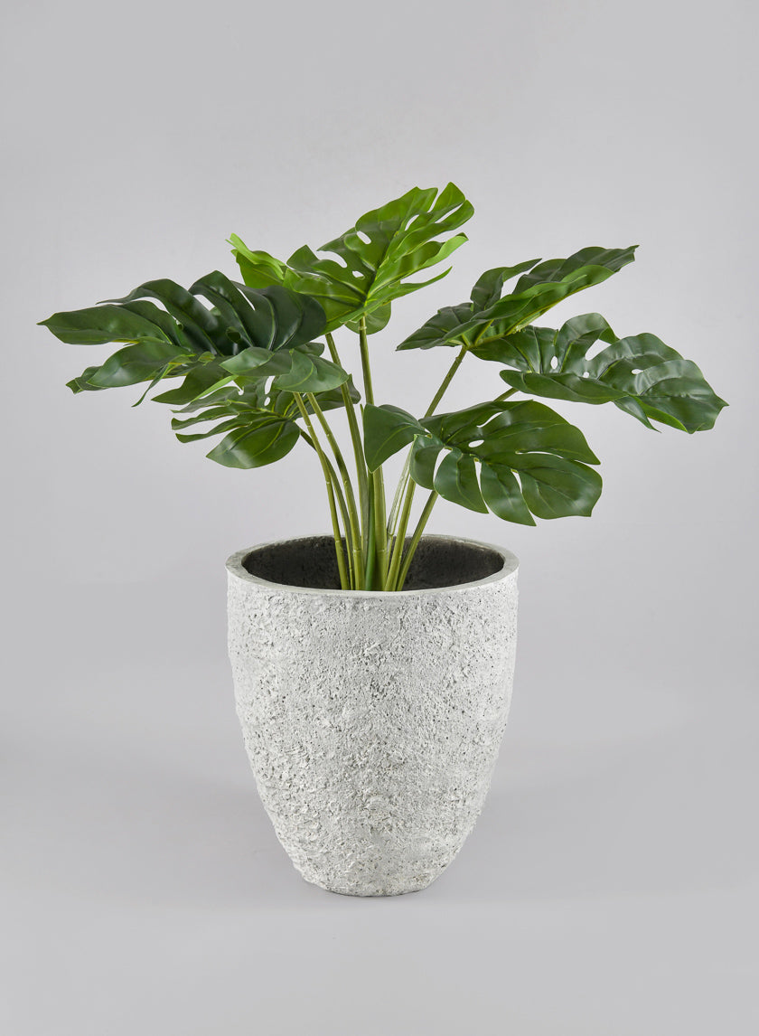 14.75in Tall Mesquite Chalk Stone Planter, Medium Decor Jamali Garden