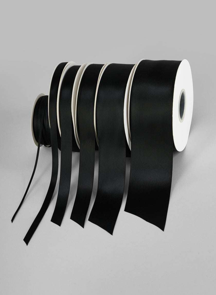 Black Double Faced Satin Ribbon 50 Yard Spool Decor Jamali Garden