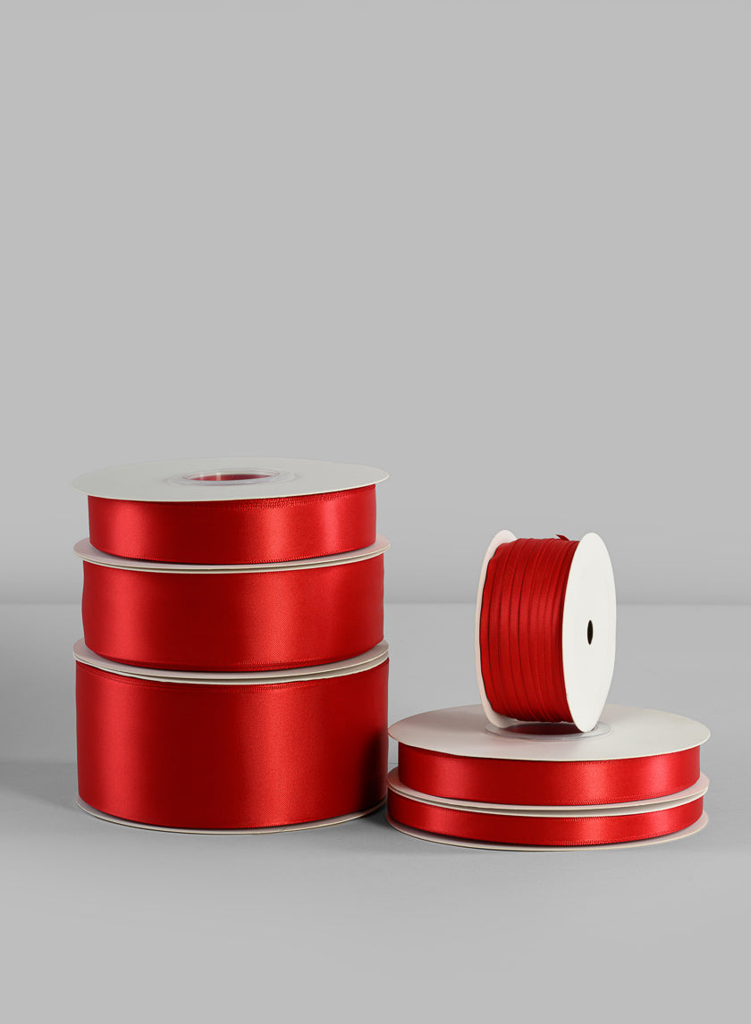 Red Double Faced Satin Ribbon 50 Yard Spool Decor Jamali Garden