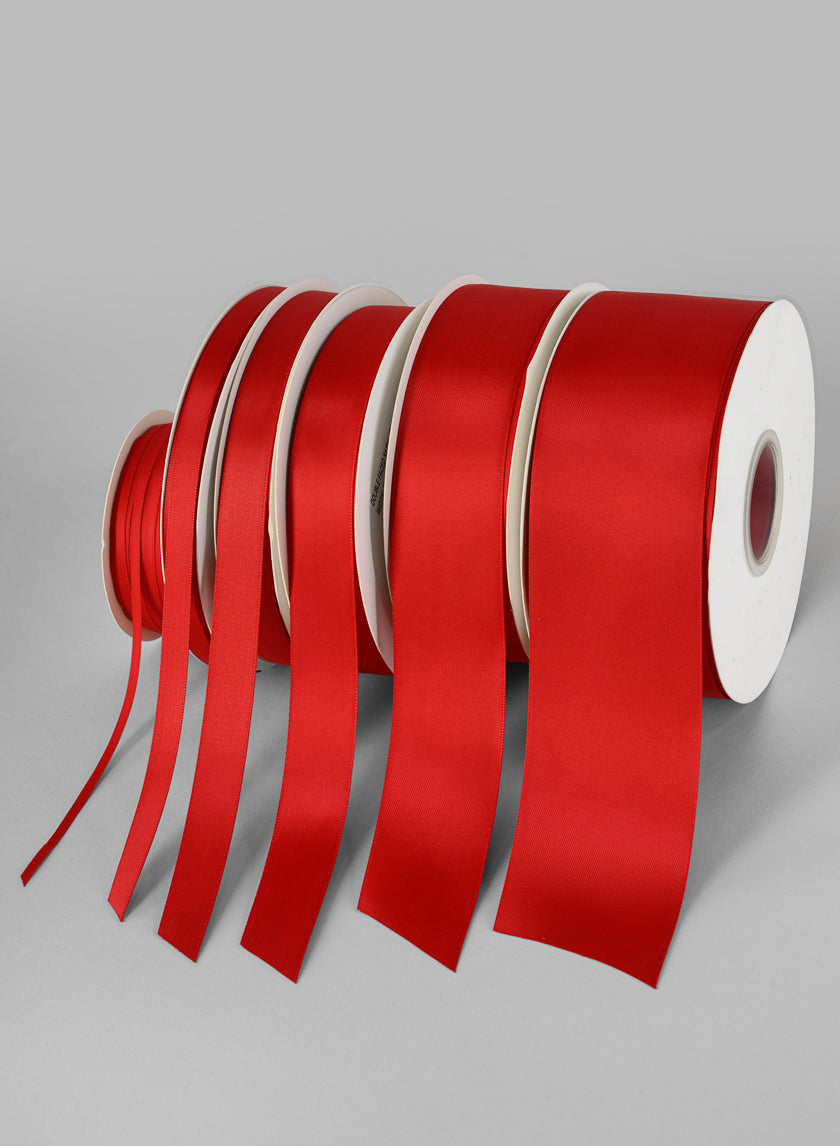 Red Double Faced Satin Ribbon 50 Yard Spool Decor Jamali Garden