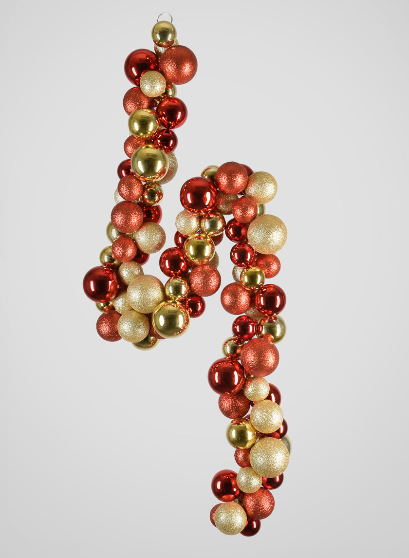 55in Long Red Gold Festive Ball Garland Decor Jamali Garden