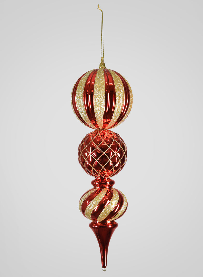 20in Long Red Gold Glitter Giant Finial Plastic Ornament Decor Jamali Garden