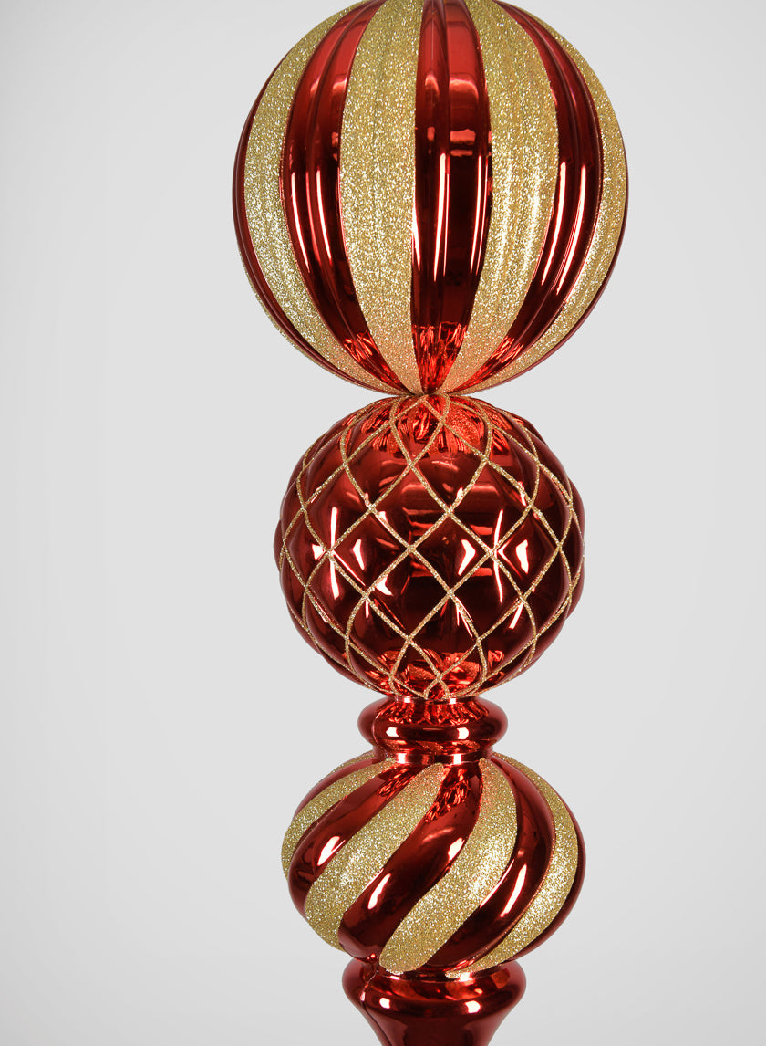 20in Long Red Gold Glitter Giant Finial Plastic Ornament Decor Jamali Garden