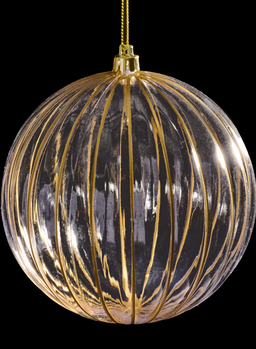 4in Plastic "Real Glass Look" Antique Clear Gold Ornament