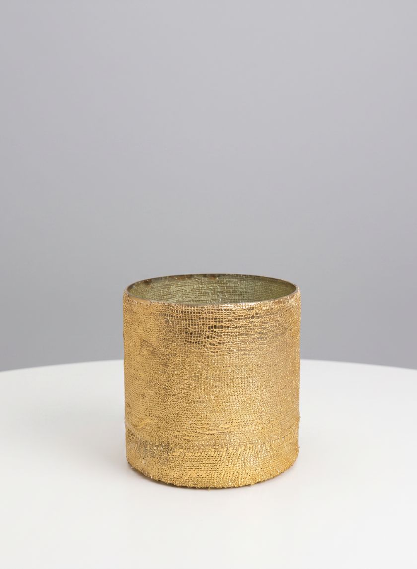 5in Tall Aswan Bright Gold Glass Cylinder