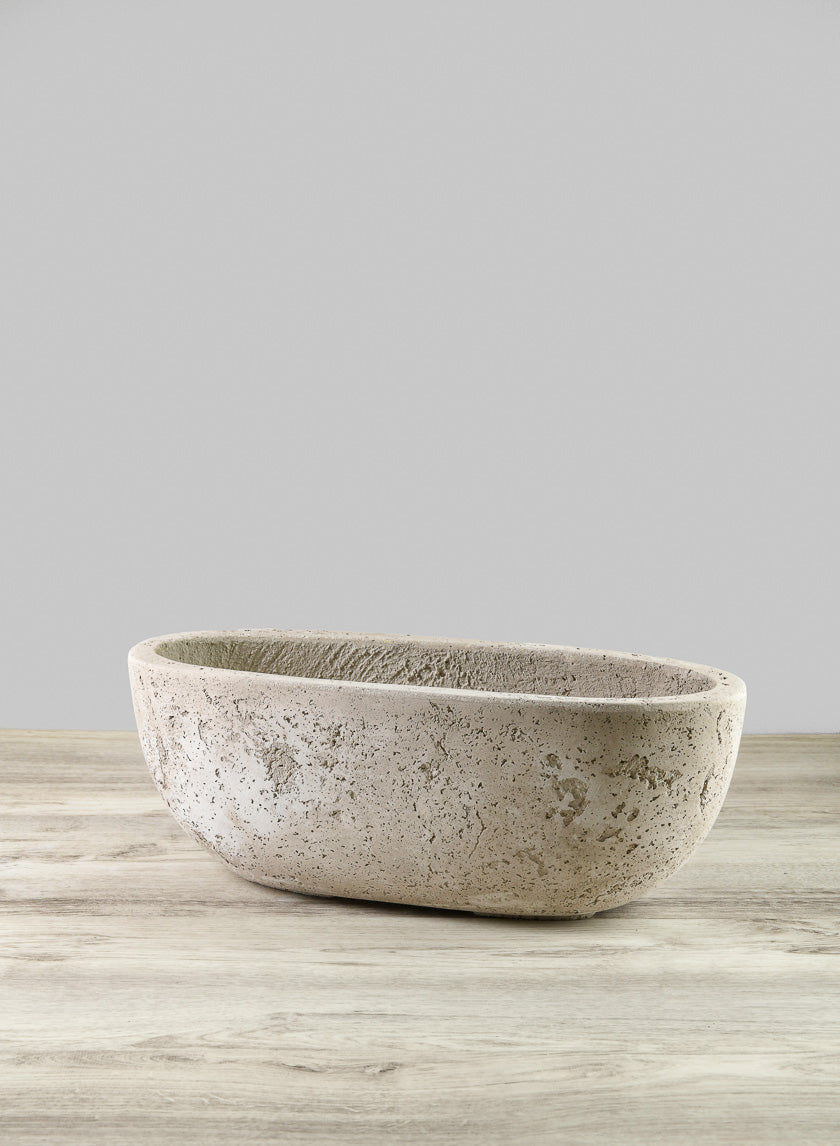 Yerevan Natural Cement Stone Oval Planters Decor Jamali Garden Beige 18in EACH