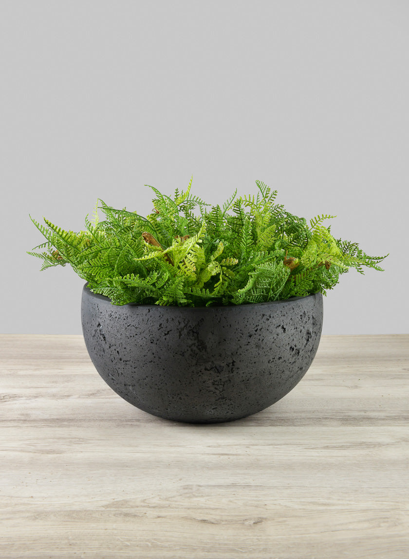 Yerevan Black Cement Stone Bowl Planter Decor Jamali Garden Black 12.5in Wide EACH