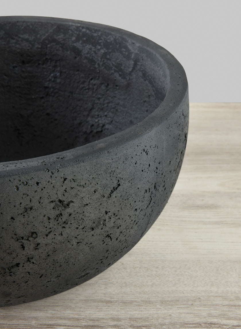 Yerevan Black Cement Stone Bowl Planter Decor Jamali Garden