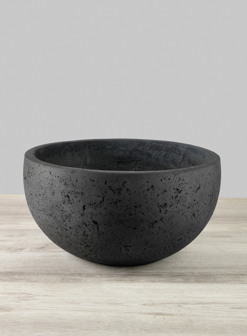 Yerevan Black Cement Stone Bowl Planter Decor Jamali Garden