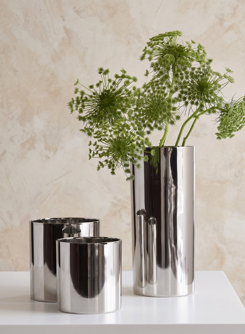 Nickel Plated Aluminum Cylinder Decor Jamali Garden