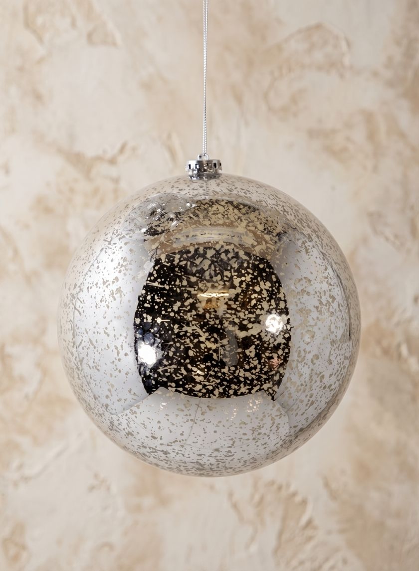 7.75in Round Silver Mercury Plastic Ornament Ball (200mm)