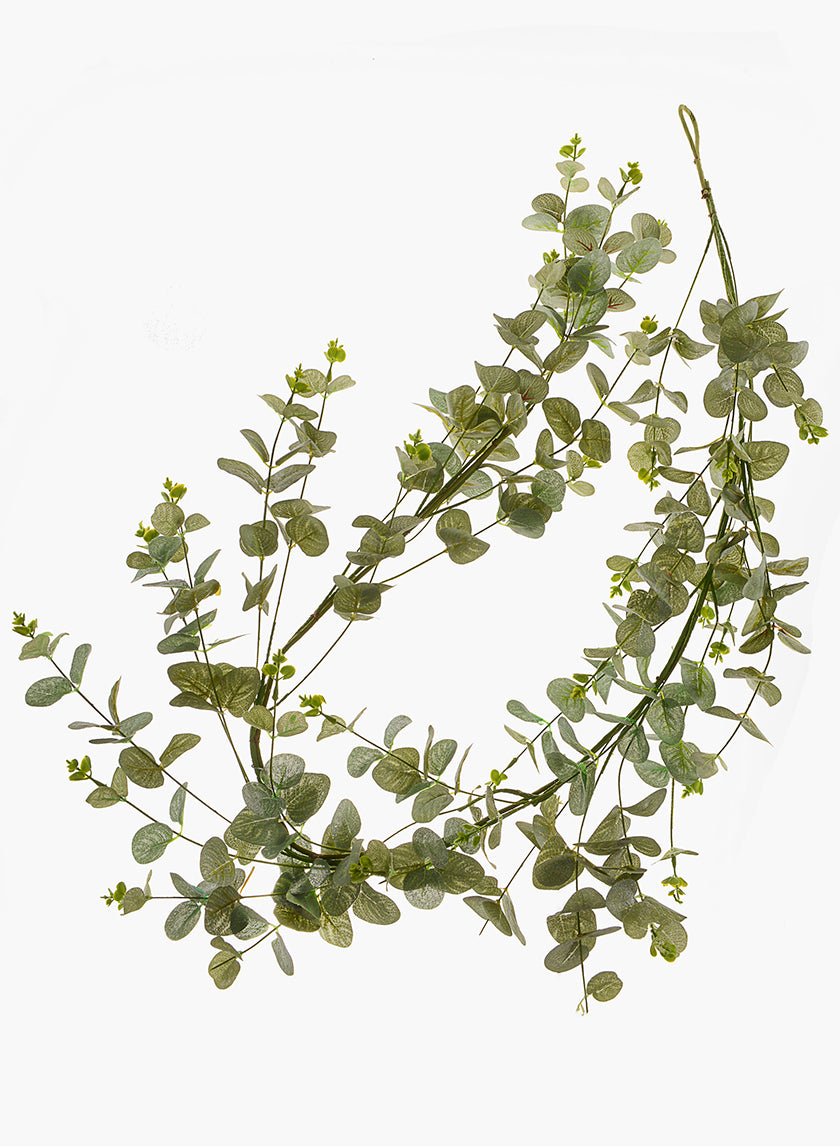5ft Long Eucalyptus Garland with Glitter Frost Decor Jamali Garden