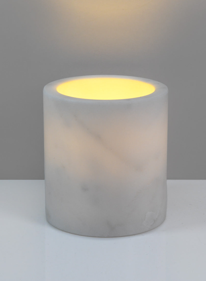 4in Tall Ashgabat White Marble Holder Decor Jamali Garden