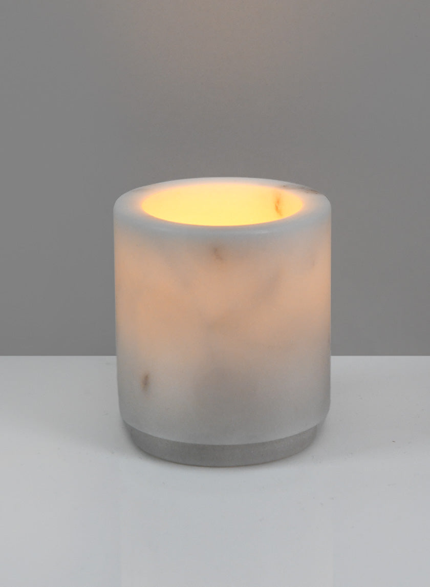 3in Tall Ashgabat White Marble Holder Decor Jamali Garden