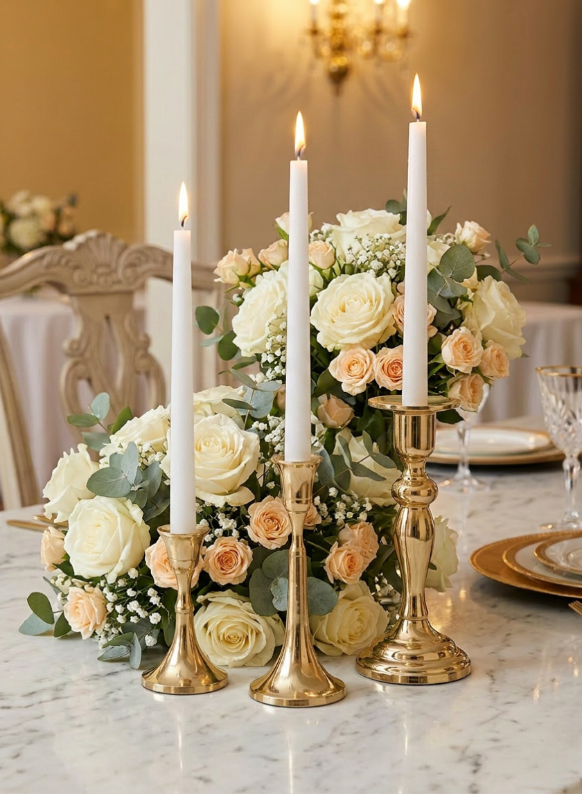 4.5in Tall Gold Metal Candlestick Decor Jamali Garden