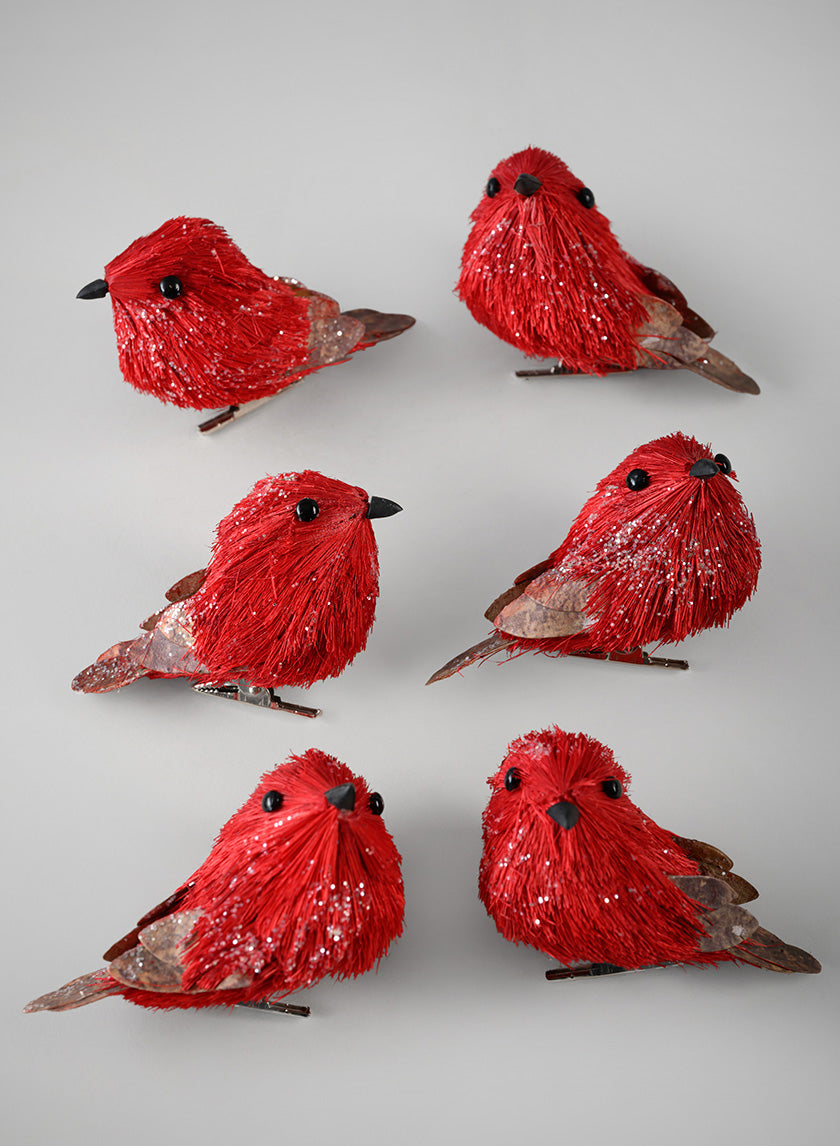 3in Long Rustic Red Forest Mini Birds, Case of 6 Decor Jamali Garden