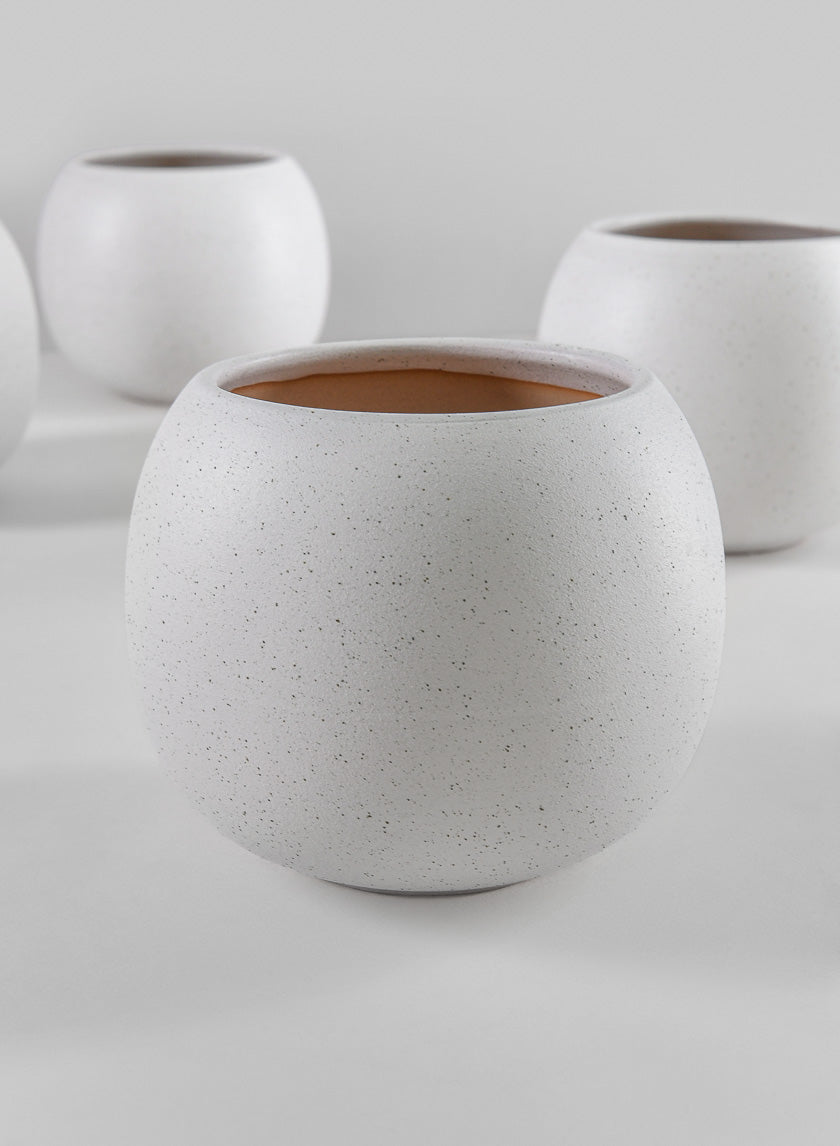 4.5in Wide Jorvik White Ceramic Fishbowl, Set of 4 Decor Jamali Garden