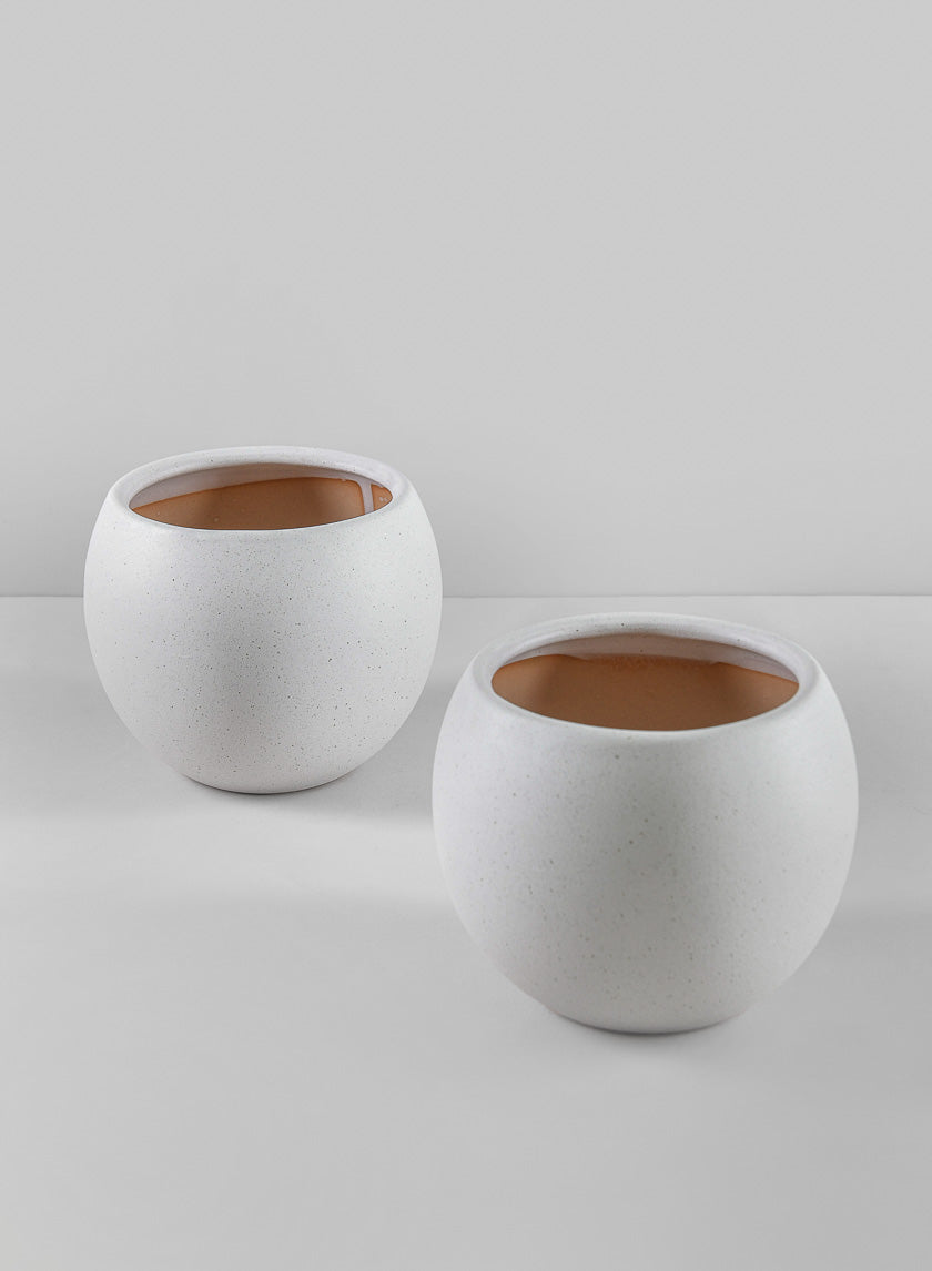 6in Wide Jorvik White Ceramic Fishbowl, Set of 2 Decor Jamali Garden