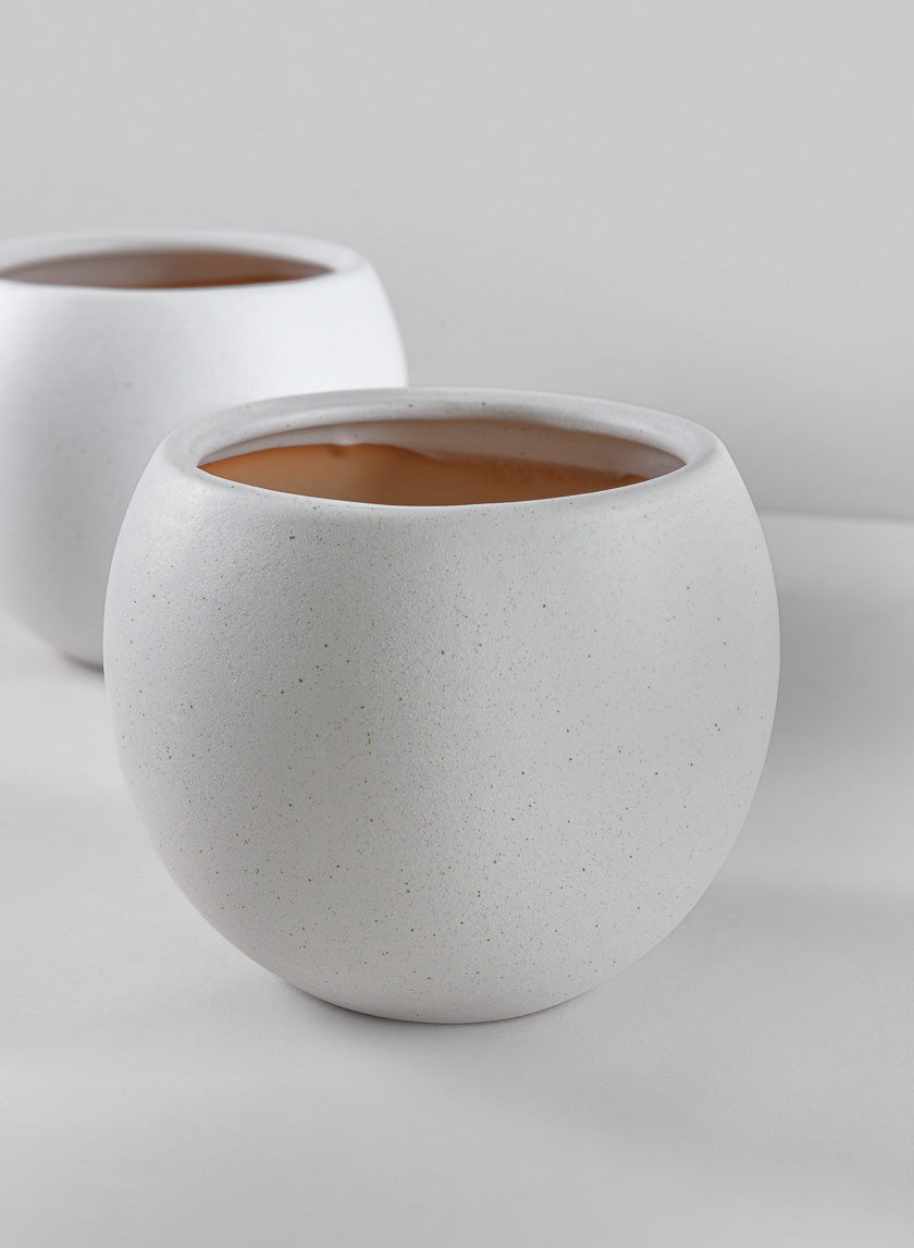 6in Wide Jorvik White Ceramic Fishbowl, Set of 2 Decor Jamali Garden