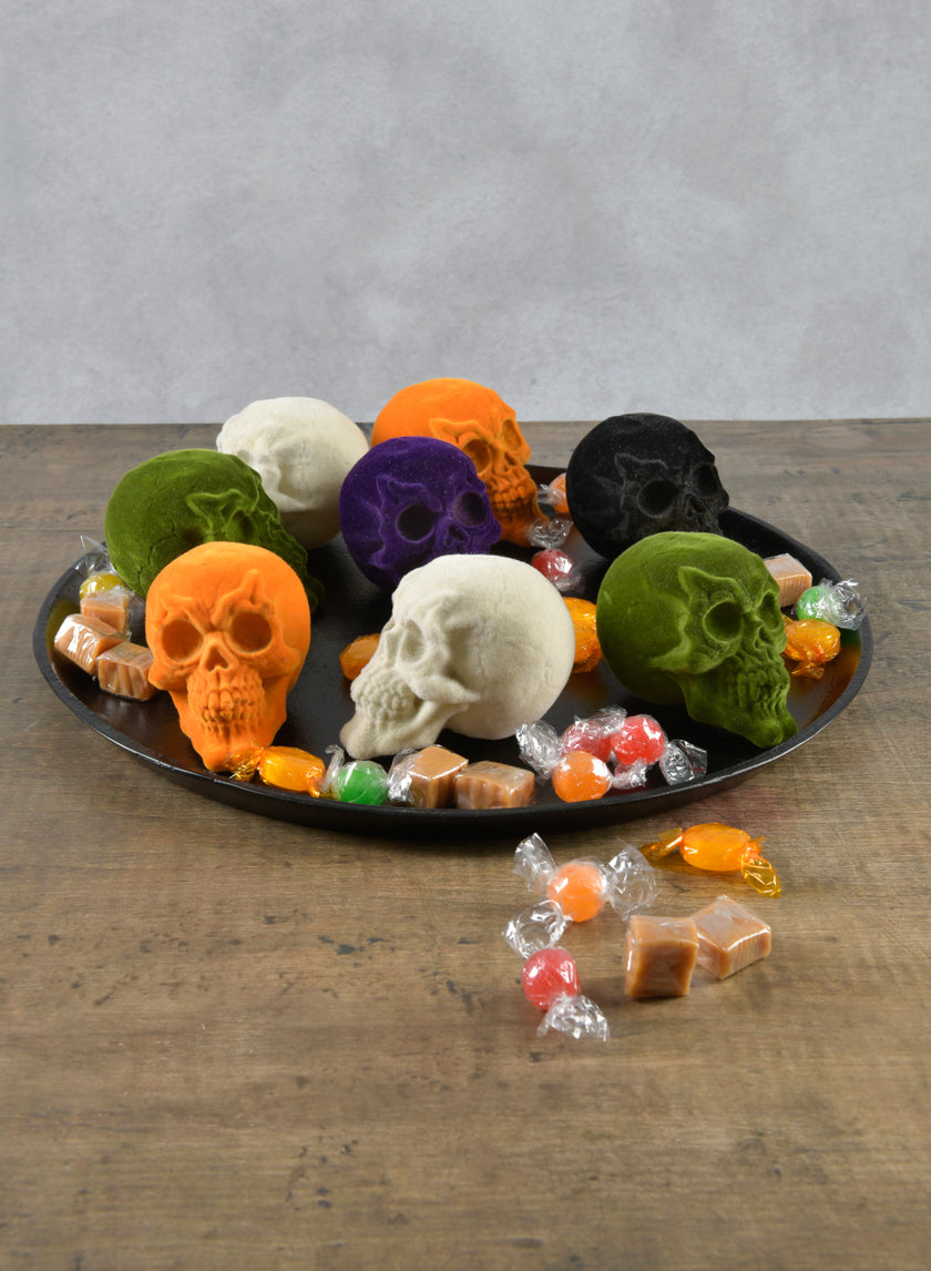 Bag of Flocked Mini Skulls Decor Jamali Garden
