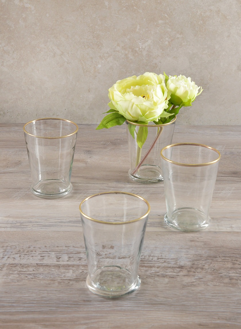 4.5in Tall Gold Rim Glass Julep Cup Vase, Set of 4 Decor Jamali Garden