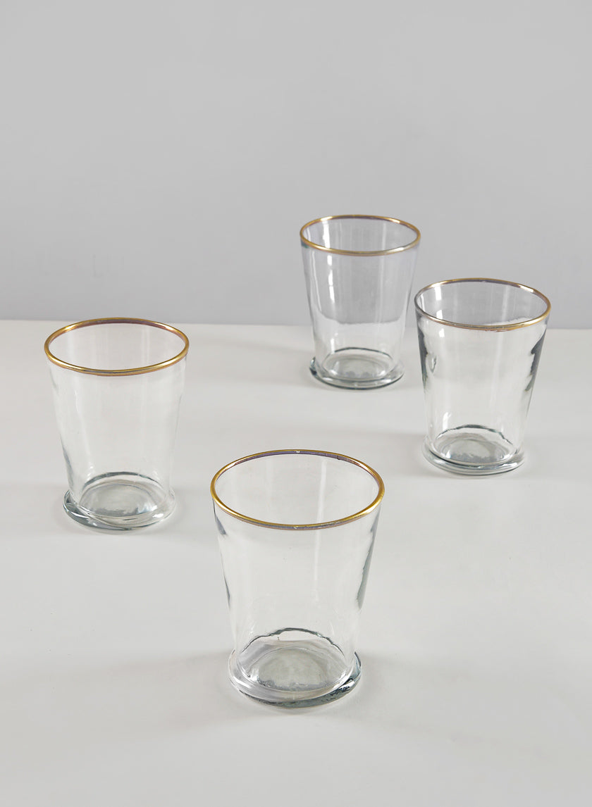 4.5in Tall Gold Rim Glass Julep Cup Vase, Set of 4 Decor Jamali Garden