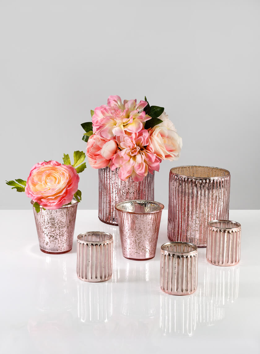 4in Tall La Fete en Rose Vintage Pink Julep Glass Cup Decor Jamali Garden