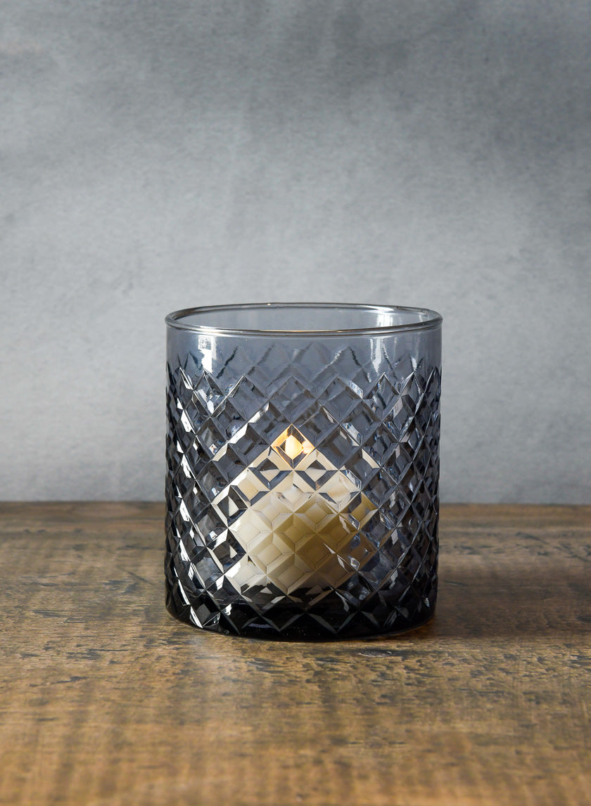 5in Tall Ashford Smoke Gray Glass Cylinder Decor Jamali Garden