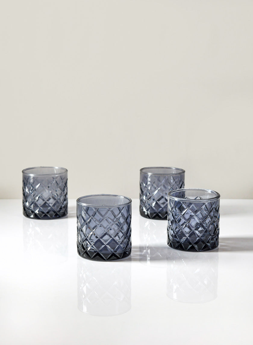 3in Tall Ashford Smoke Gray Glass Votive Holder, Set of 4 Decor Jamali Garden