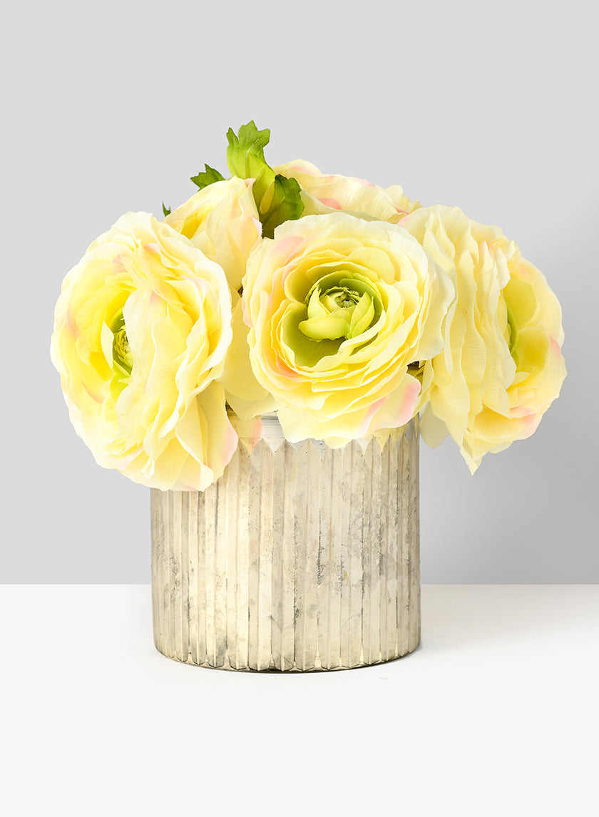 4.25in Tall Arrow Stripe Mercury Glass Cylinder Decor Jamali Garden