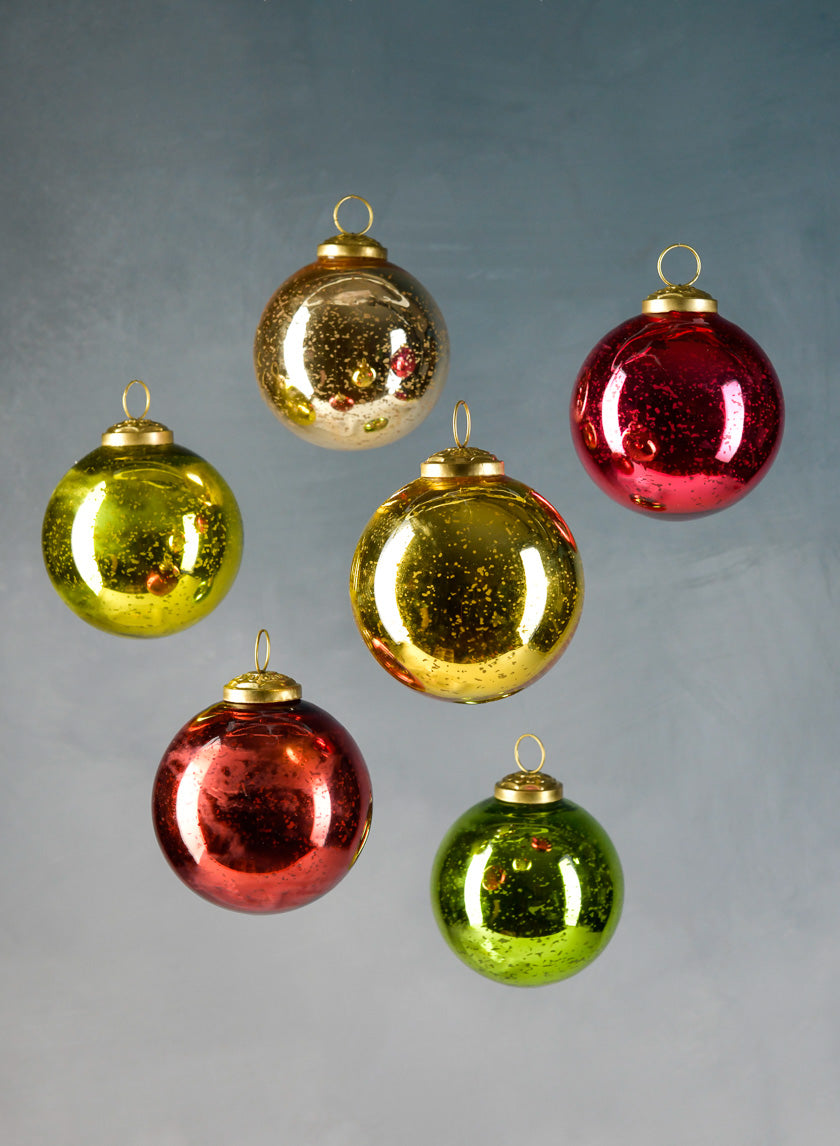 3in Round Red, Green & Gold Ornament Balls with Gold Hook Decor Jamali Garden