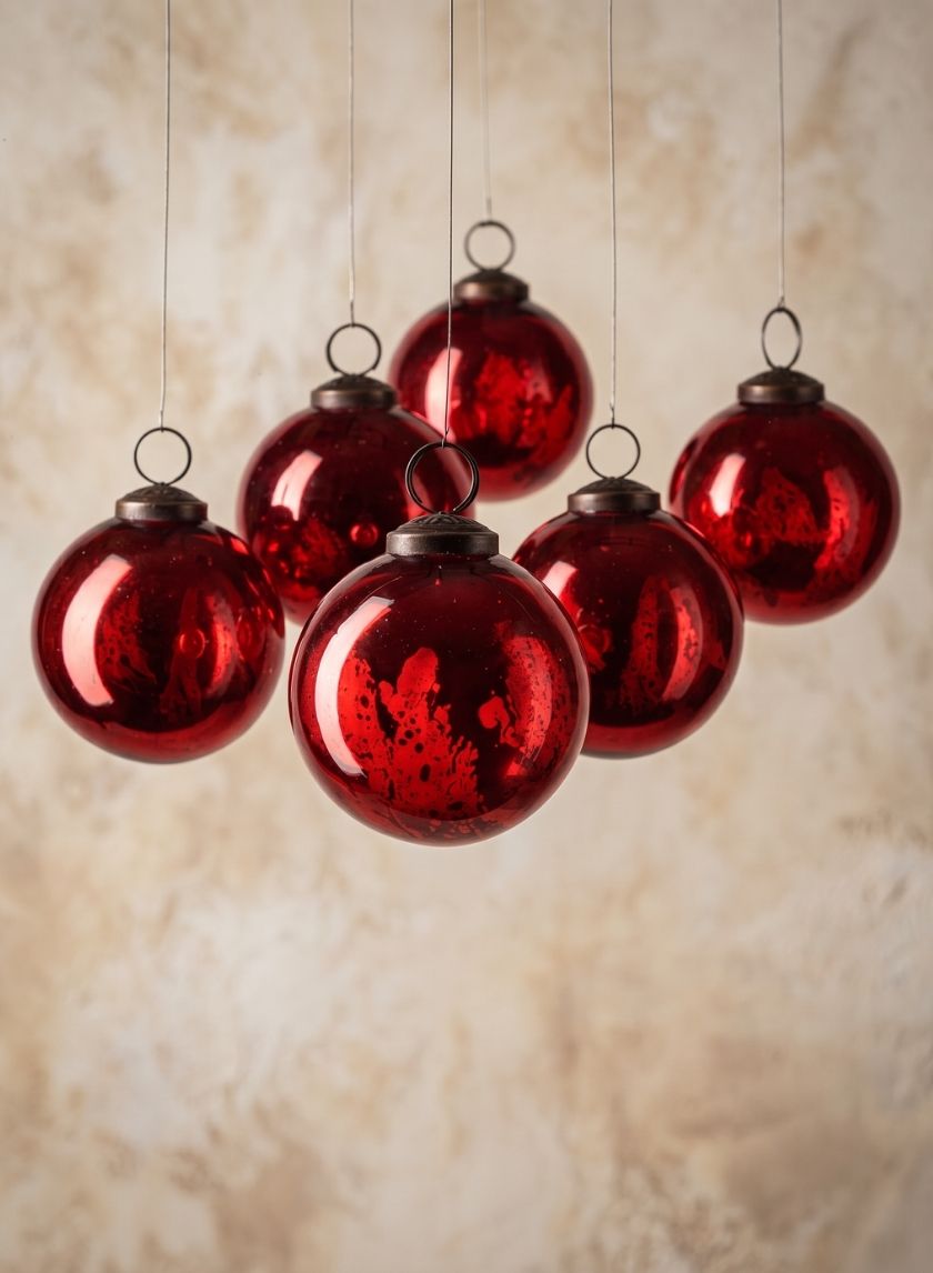 6in Round Antique Red Glass Ball Ornament Decor Jamali Garden