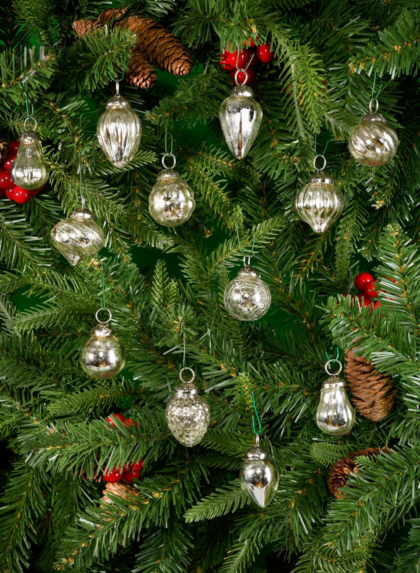 1.5in - 2in Long Mini Silver Mercury Ornaments Decor Jamali Garden