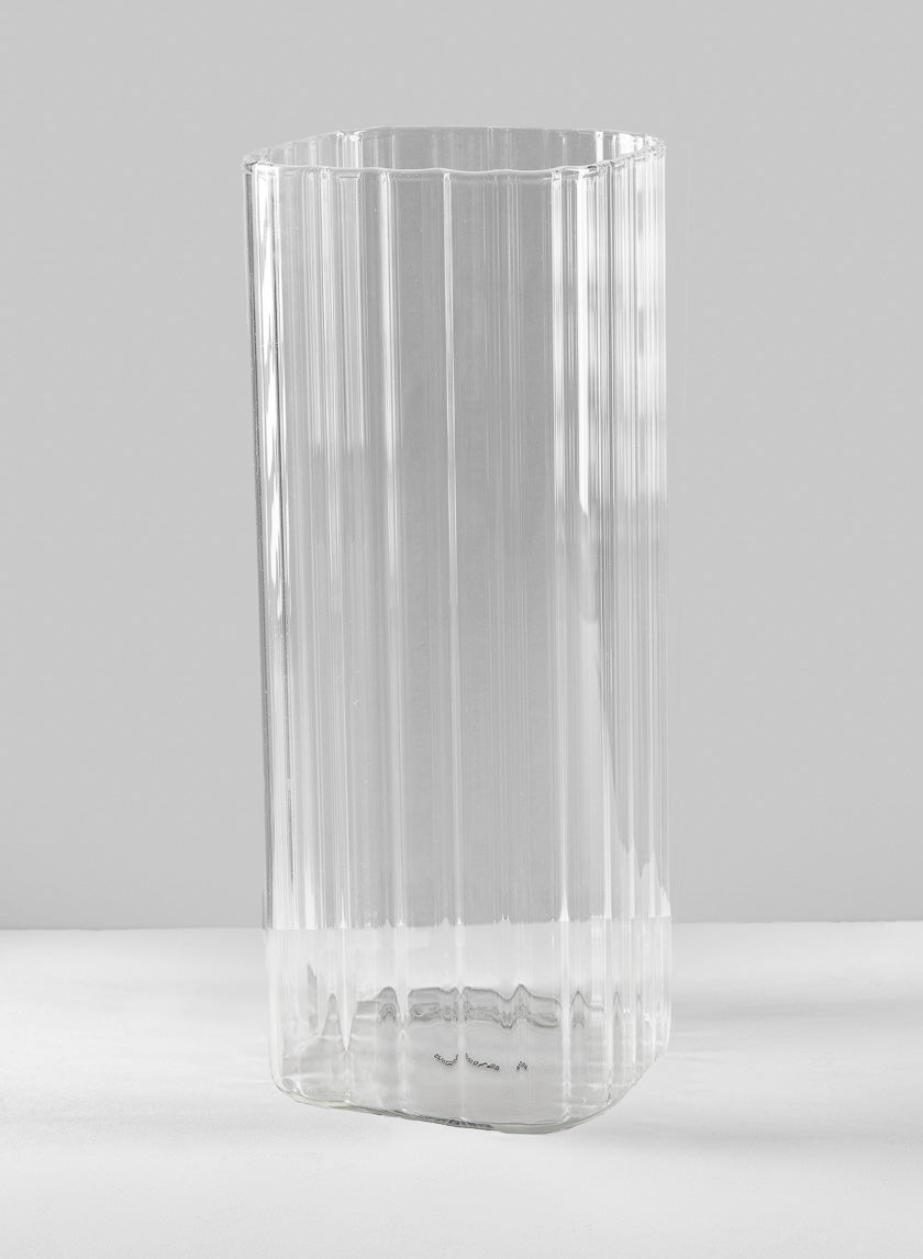 Vendome Rounded Square Ribbed Glass Vase